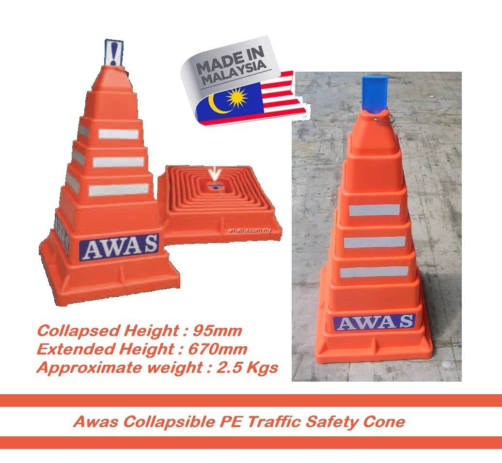 Collapsible Safety Active Square Cone (AMSC02) red orange